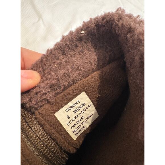 LL Bean Winter Boots Zip Brown Quilted Sherpa Cuff Primaloft Womens 9 - Picture 13 of 13